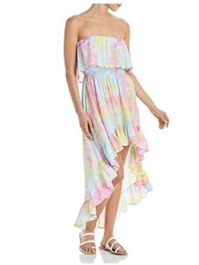 NEW Tiare Hawaii Strapless Pastel Hi-Low Maxi Dress